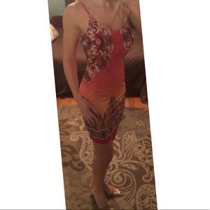 Pink print mini body con dress from Venus